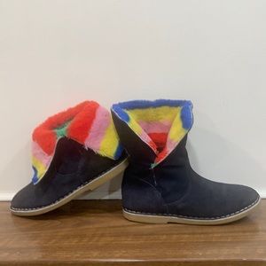 Boden- Mini Boden Suede Leather Boots Navy Blue size 35